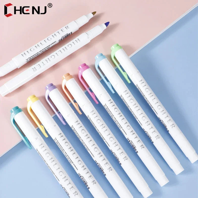 5 Colors/box Double Headed Highlighter Pen Set Fluorescent