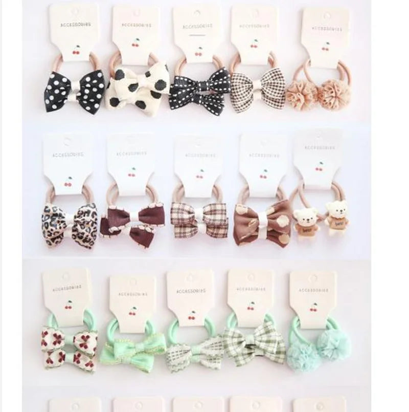 10Pcs/Lot Sweet Hair Band Girls Hair Ties Bows