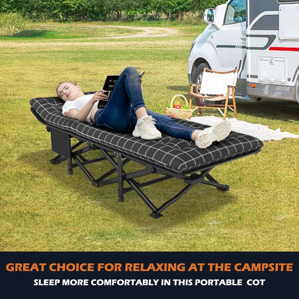 Camping Cot for Adults with Cushion Comfortable,Portable Folding