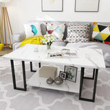 Marble Coffee Table, Faux Marble Top Rectangular Coffee