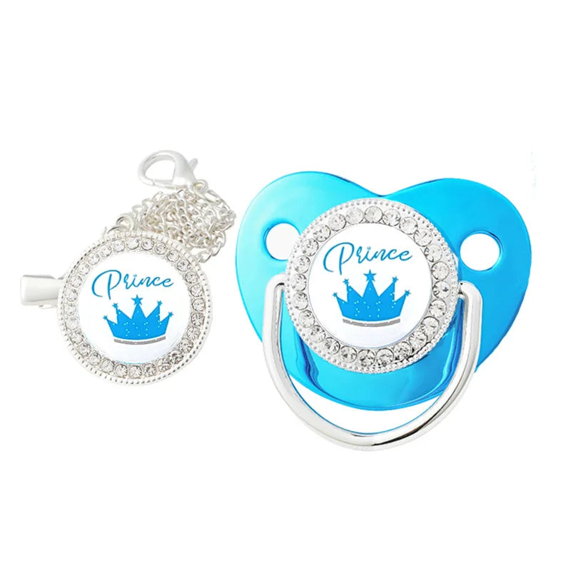 Luxury Baby Pacifier Clips Crown Princess Prince Pacifiers