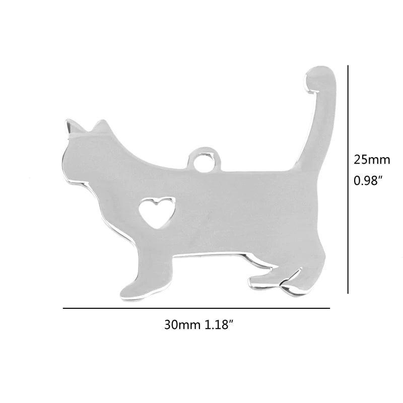 10pcs I Love My Cat Dog Animals Stainless