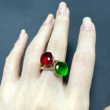 2PcsSet Pomellato Ring Stacked Mix Color Crystal Ring