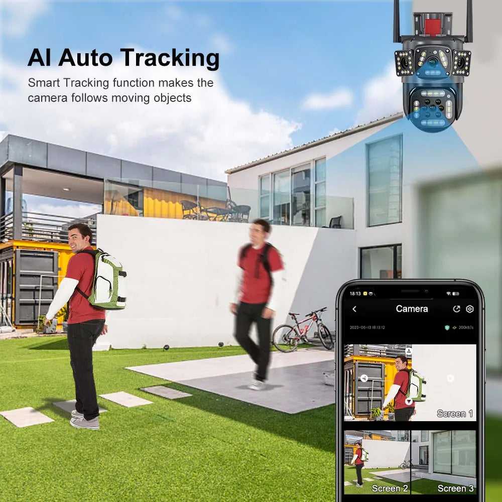 6K 12MP Security Camera WiFi Wireless Outdoor Three