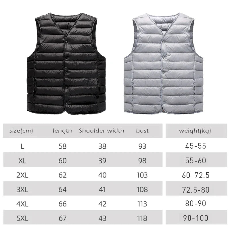 New Winter Men Down Cotton Vest Pocket Coat