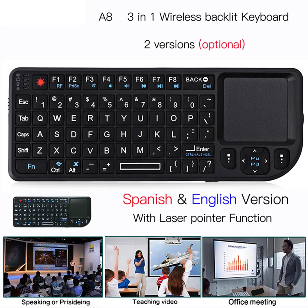 A8 Mini Wireless Keyboard 2.4G 7 Color Backlit