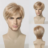 Bob Pixie Cut Wig for Men Light Brown