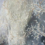 White lace Gold Beaded Embroidery Apparel Fabrics &