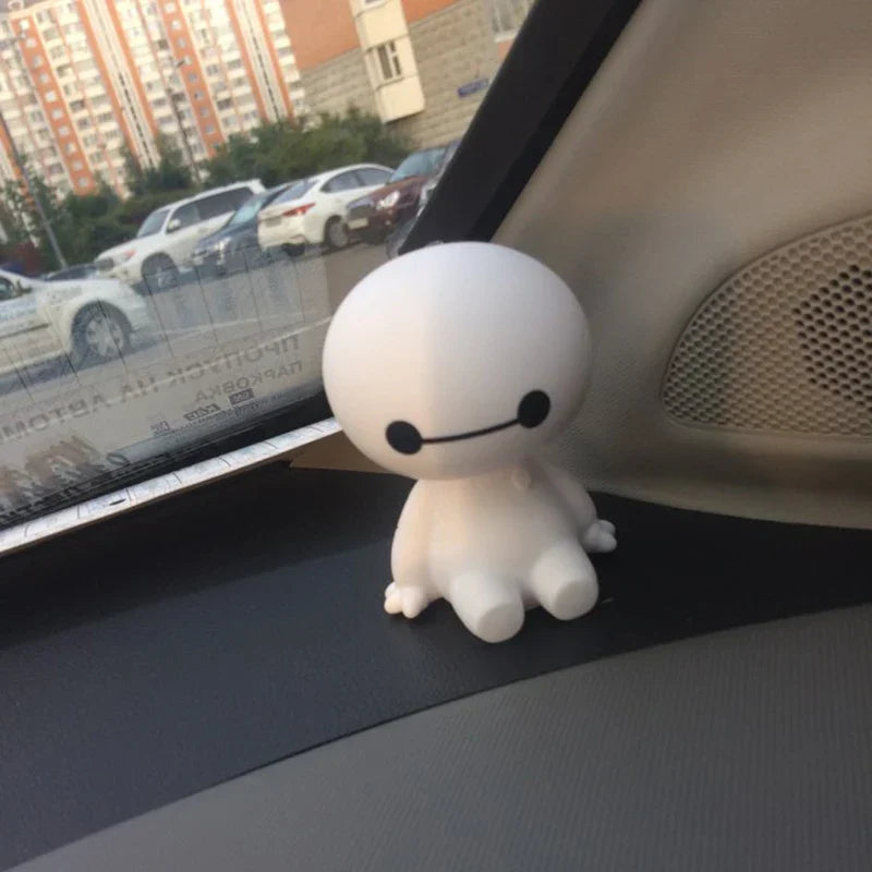 Car ornaments cute shaking his head big white