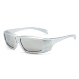 Punk Y2K Silver Rectangle Sport Sunglasses Men Women