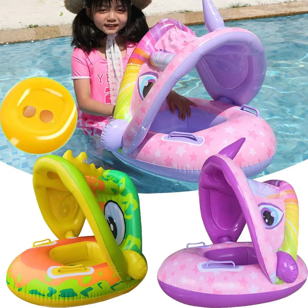 Inflatable Baby Swimming Ring Buoy Sunshade Infant Floating