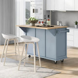 Kitchen Carts on Wheels With Rubber Wood Drop-Leaf