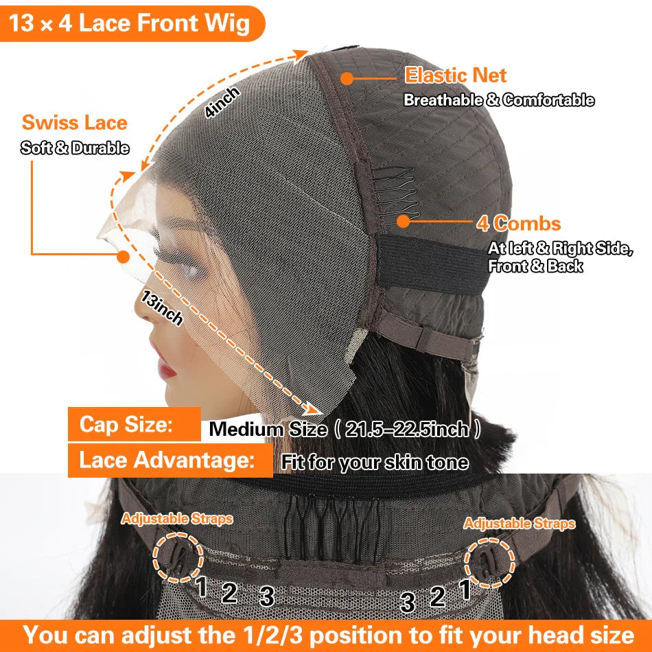Bone Straight Lace Front Wigs Human Hair HD