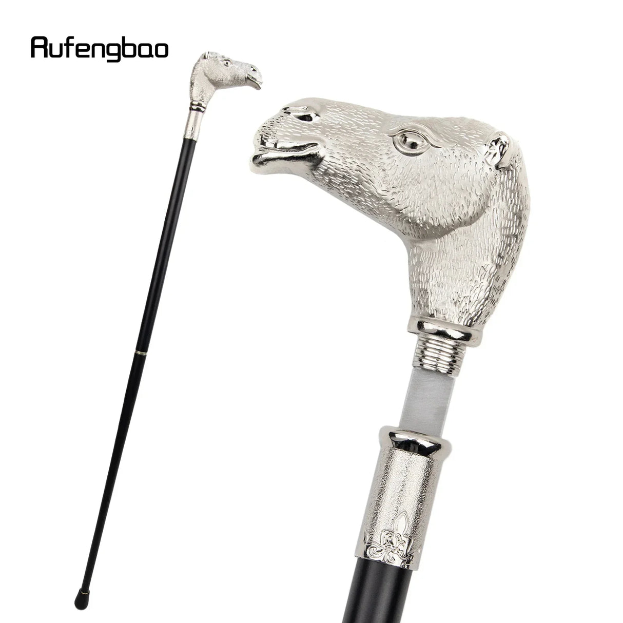 Silver Camel Head Walking Stick with Hidden Plate