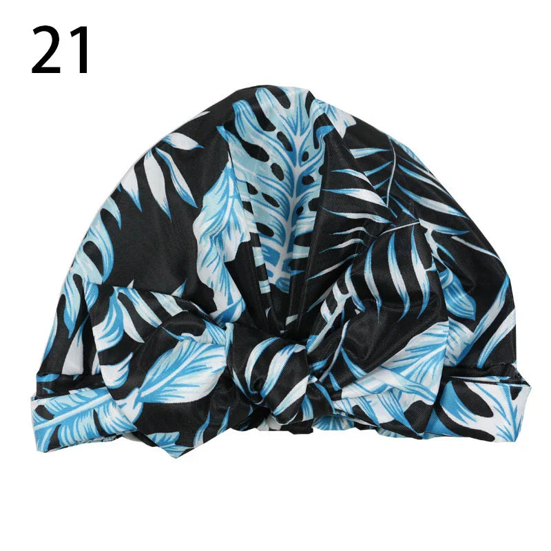 Waterproof Cap Elastic Bow Nightcap For Women Satin