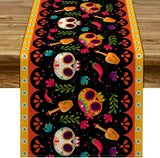 Mexican Day of The Dead Linen Table Runners