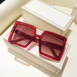 Retro Pink Big Frame Square Sunglasses Women Brand