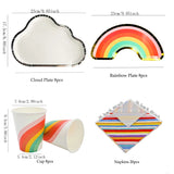 44pcs/set Rainbow and Cloud Disposable Tableware Plate Cup