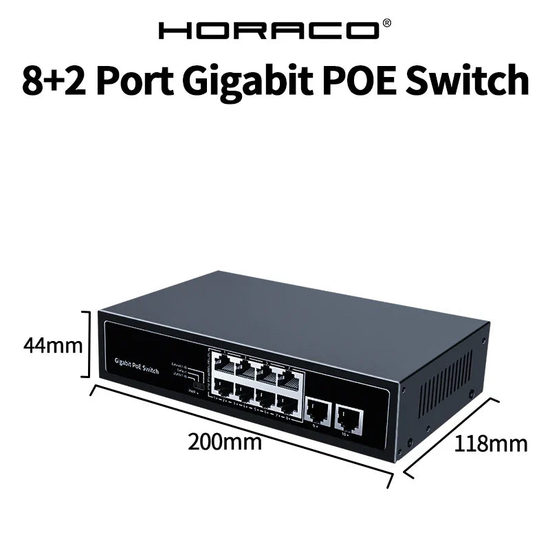 HORACO 8 Port 1000Mbps POE Switch 2 Gigabit