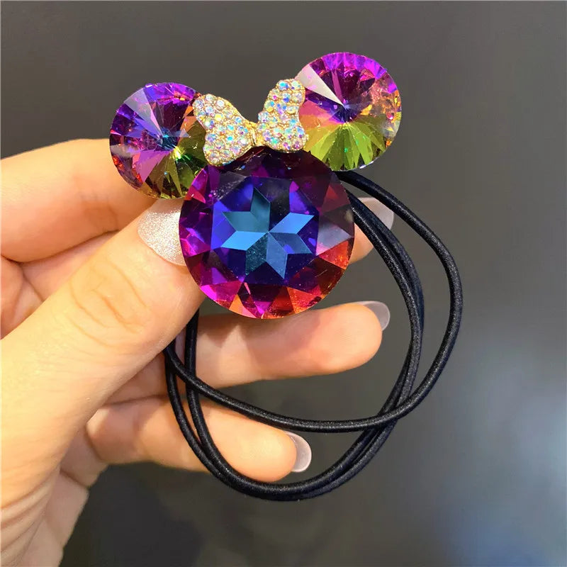 Cute Girls Elastic Hair Band Square Elegant Rhinestone