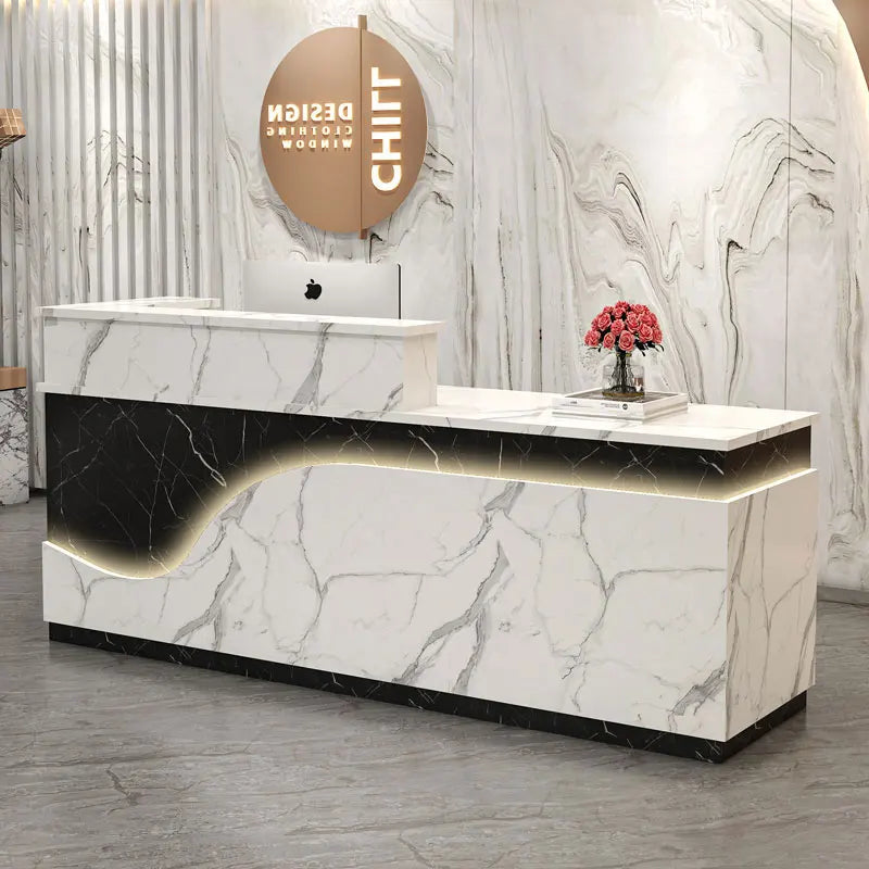 White Light Reception Desks Design Stylish Modern Luxury