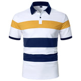 Men Short Sleeve Polo Shirt Contrast Color Stripe
