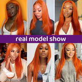 Ginger Orange Lace Front Human Hair Wigs 13x4