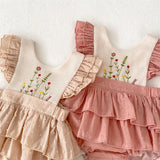 Ruffles Lace Baby Girls Romper Dress Summer Vintage