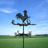 1pc Rooster Cock Weathervane Silhouette Art Black Metal
