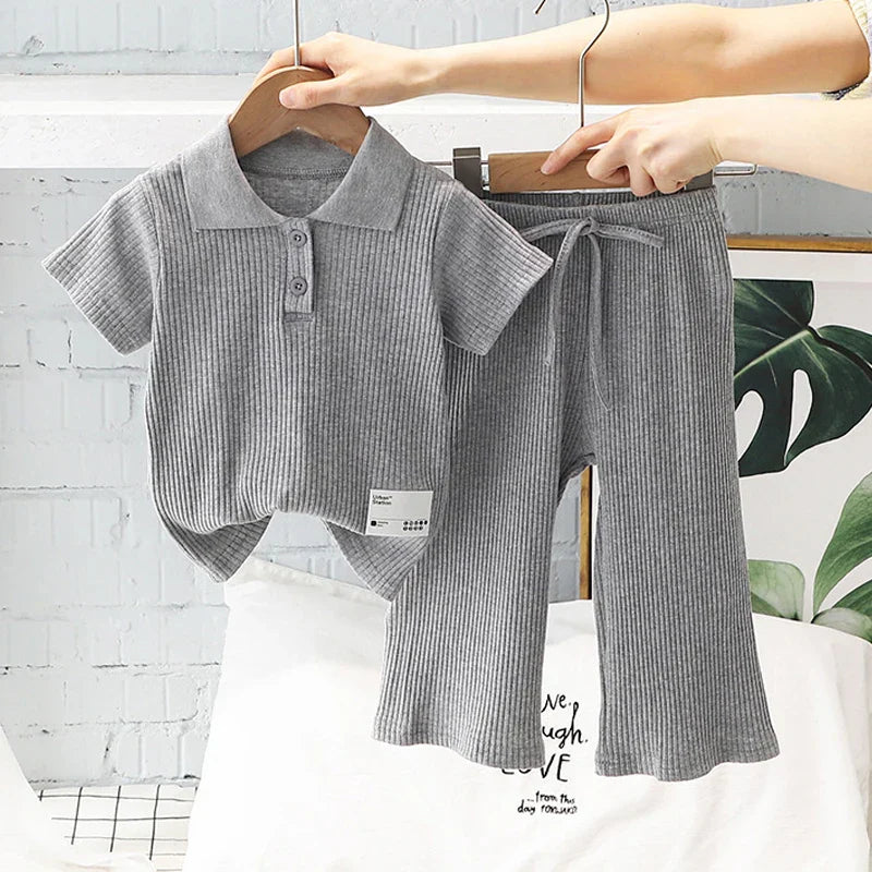 Girls Summer Clothing Suit Children Short-Sleeved Polo Shirt