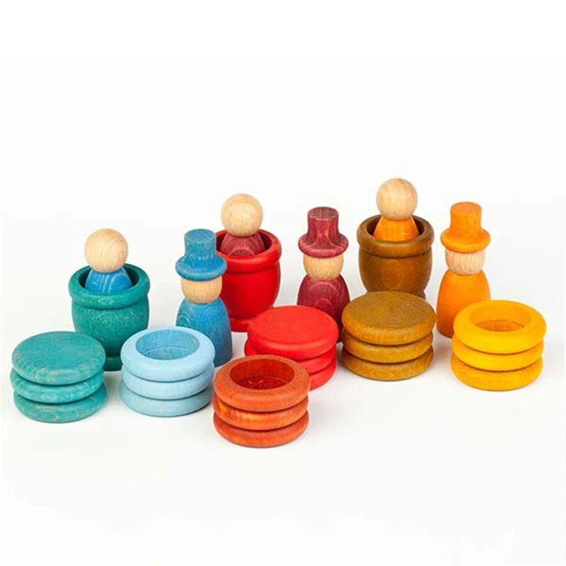 Large Wooden Rainbow Stacker Blocks Nordic Toys Loose