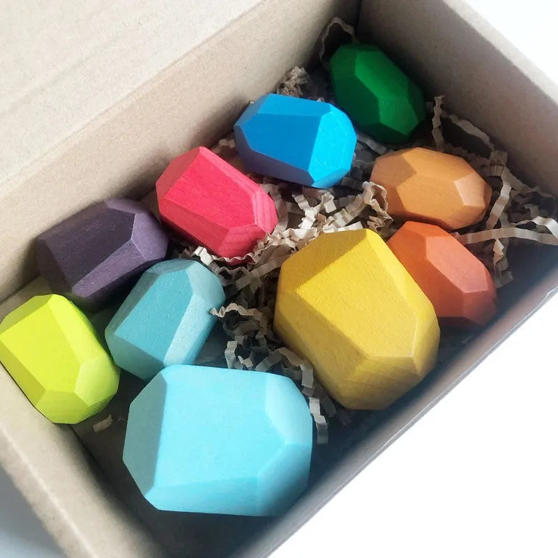 Rainbow Building Block Stacker Stone Shaped Stacking Balancing