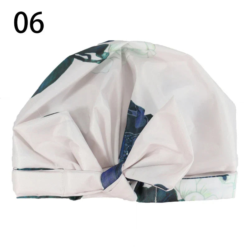 Waterproof Leopard Print Cap Elastic Bow Nightcap Women