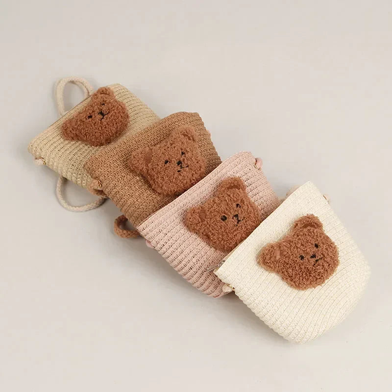 Cute Kids Shoulder Bag Summer Straw Woven Handmade