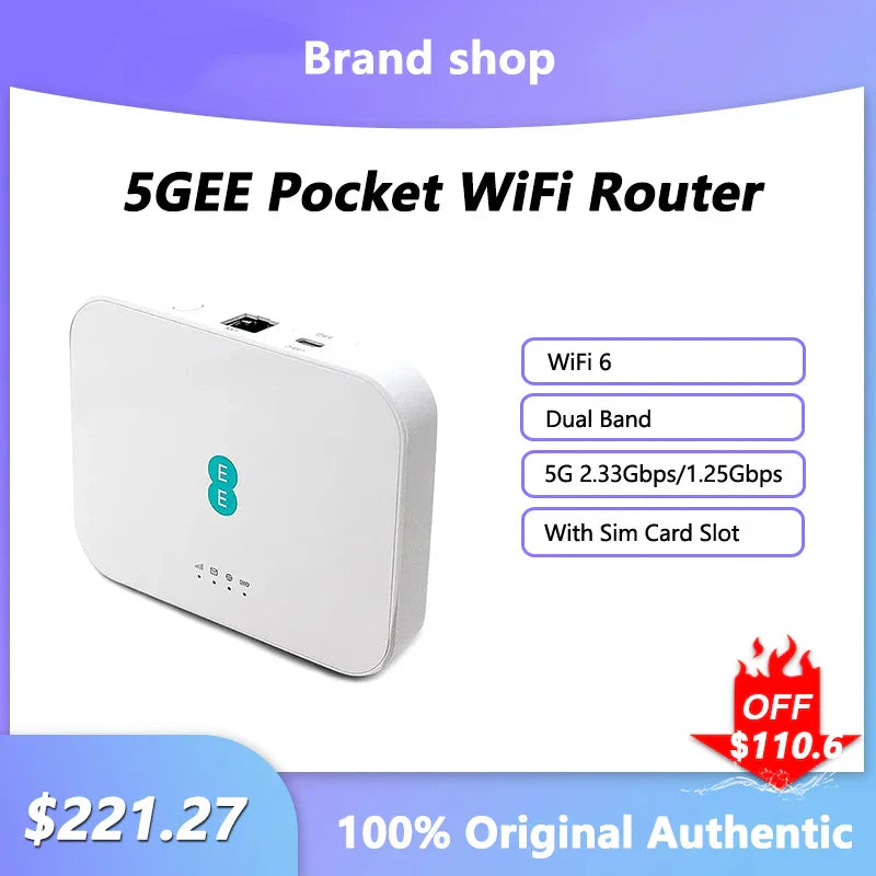 5GEE Pocket WiFi Router 2.33Gbps Dual Band 2.4/5GHz
