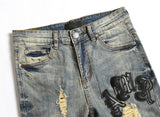 usa style Man's Jeans Five-pointed Star Torn Patches