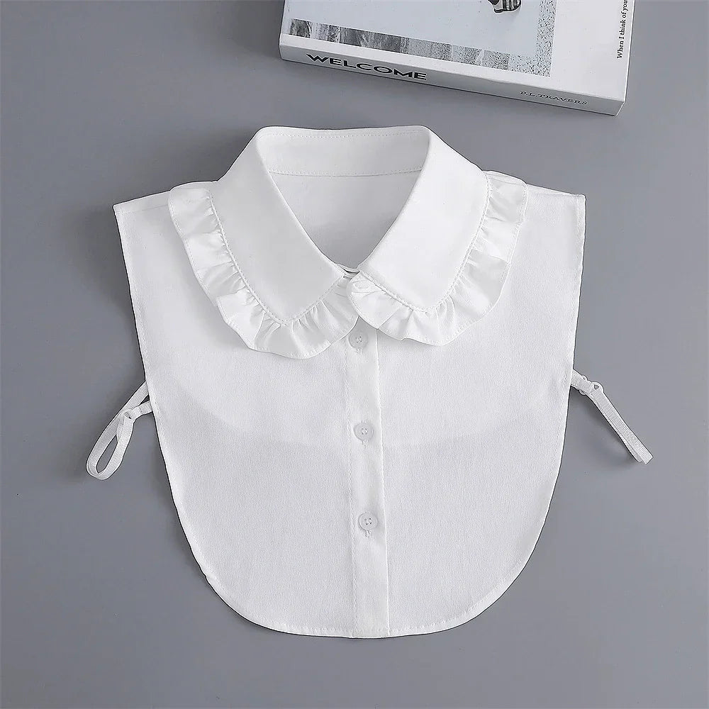 Women Fake Collar Shirt Ruffles Lapel Detachable Shirt