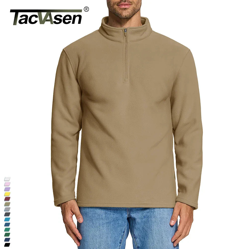 TACVASEN Quarter-Zip Pullover Tops Mens Turtleneck Fleece Sweatshirts