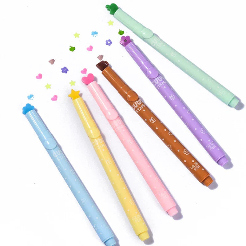 Haile 6Pc Kawaii Candy Color Highlighters Inks Stamp