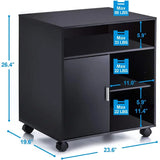 Printer Stand with Storage Adjustable Shelves, Wood Mobile