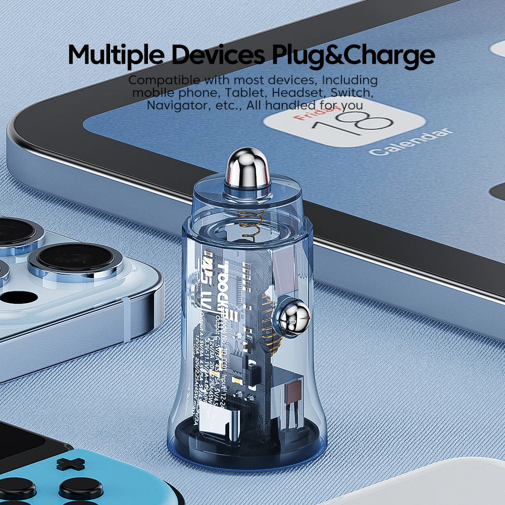 Toocki 45W USB Type C Car Charger Fast
