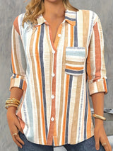 Plus Size Casual Blouse Womens Plus Stripe Print