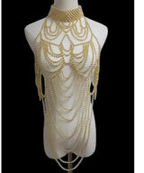 Women Body Chain Sexy Pearl Body Bra Chain