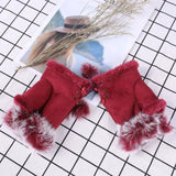 1 Pair New Fashion Faux Rabbit Hair Gloves