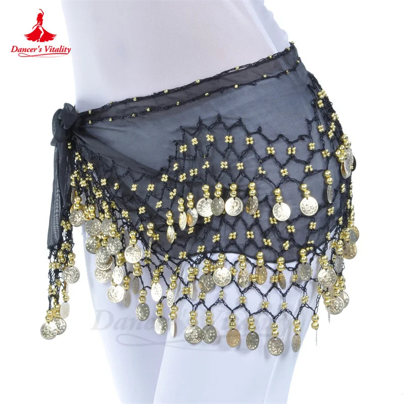 Belly Dance Belt for Women Chiffon Gold Coines