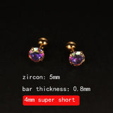 2PCS 4mm Short Ear Studs Earring Outside Upper