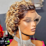 Pixie Cut Wig Short Bob Curly Human Hair