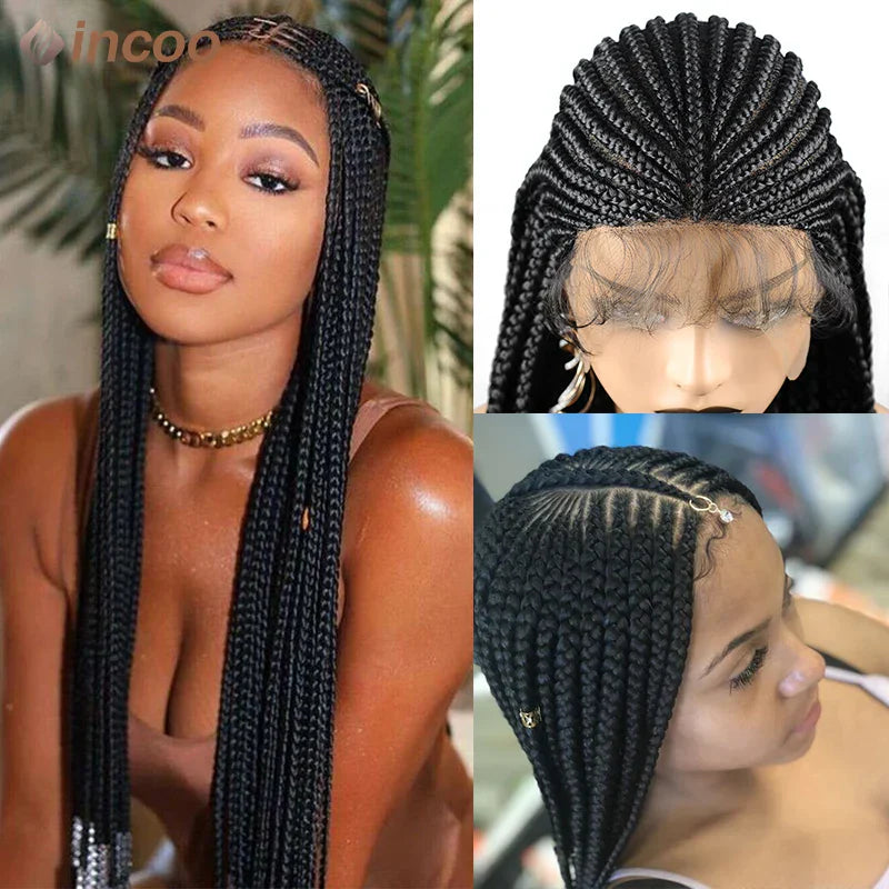 36" 13x8 Lace Front Wigs Knotless Braided Wigs