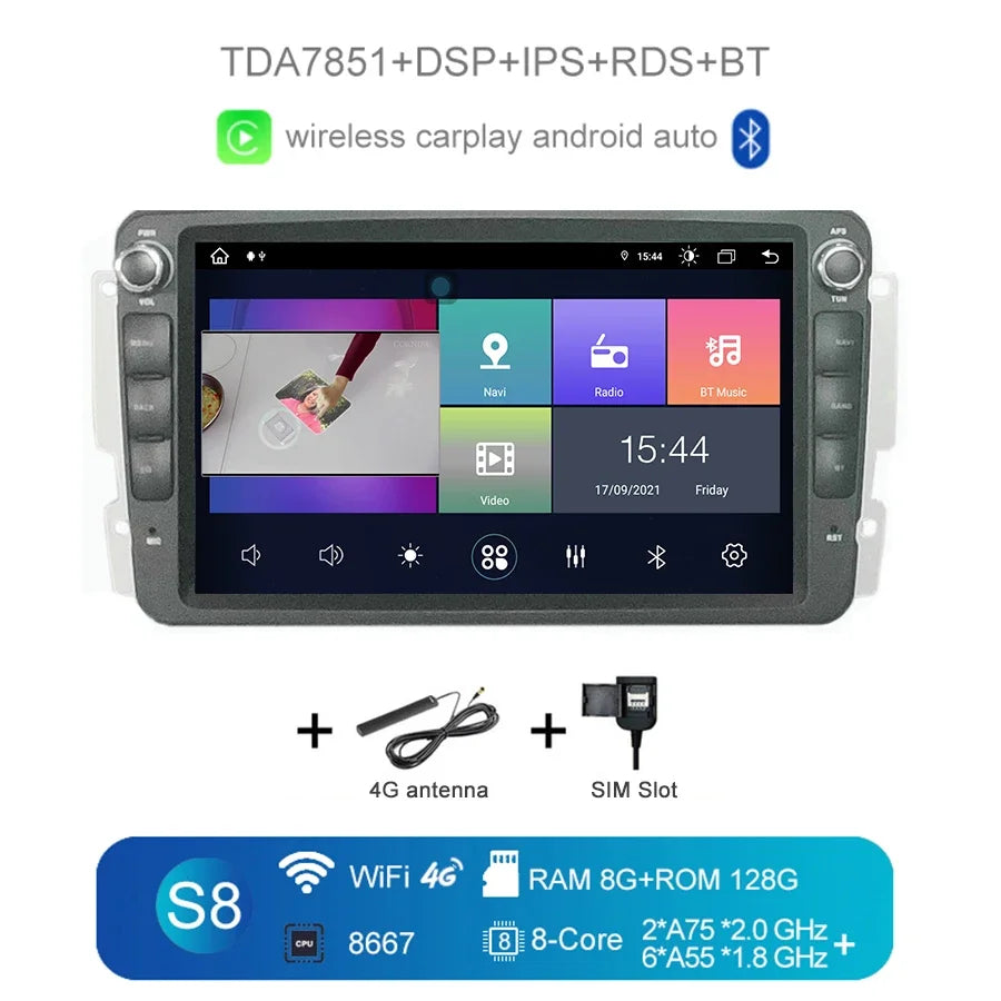 Android 13.0 8G+128G Carplay Auto 8" IPS DSP