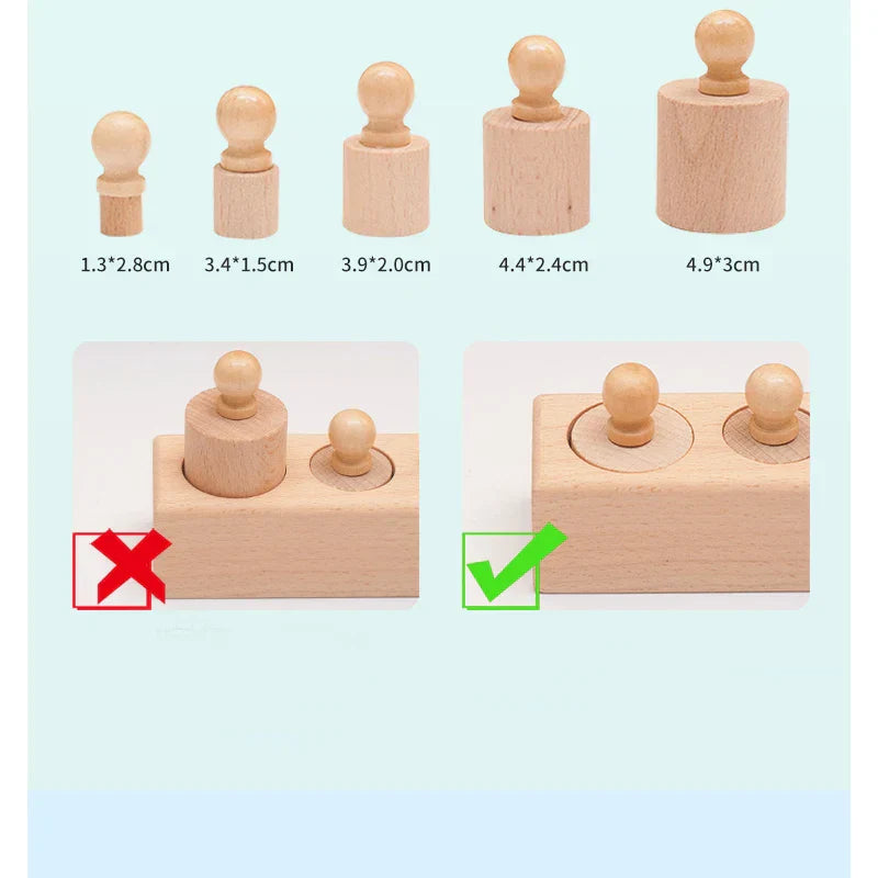 Montessori Knobbed Cylinder Socket Development Sensory Toys Hand-eye